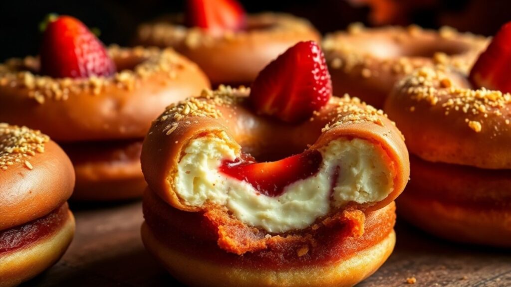 Irresistible Strawberry Cheesecake Stuffed Donuts