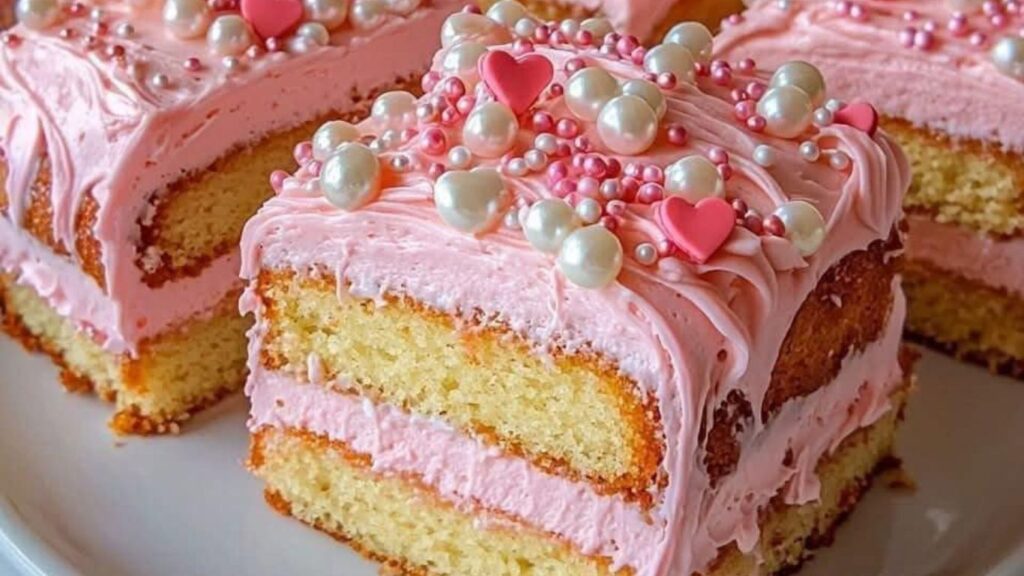 Pink Vanilla Cake Squares