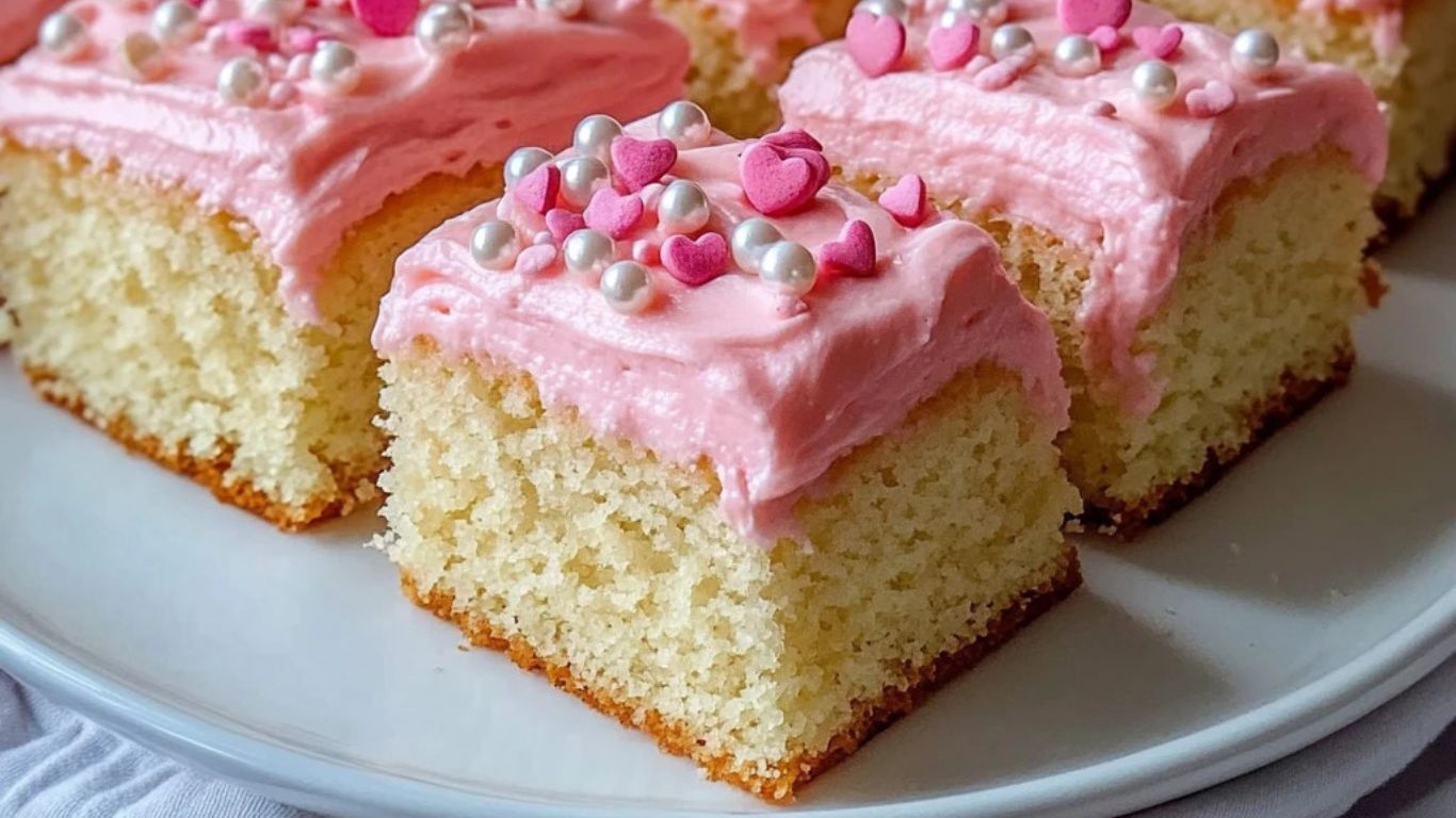 Pink Vanilla Cake Squares 